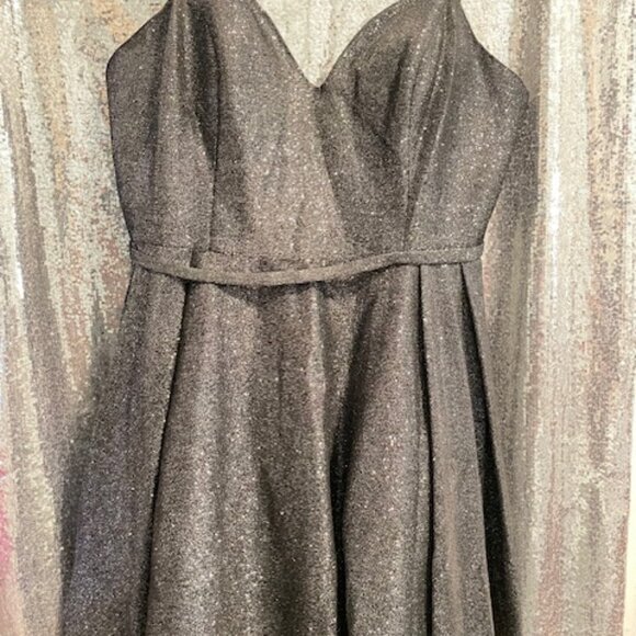 COCKTAIL DRESS Double Strap Sweetheart Neck A-Line Glitter Dress - Picture 2 of 5